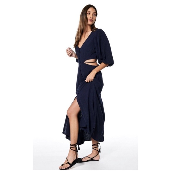 Brand New YOUNG FABULOUS & BROKE Linen Blend High Tea Dress - Picture 2 of 3